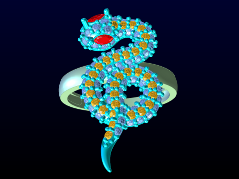 Snake ring - Diamond ring - Womens ring - N773 3D Print Model