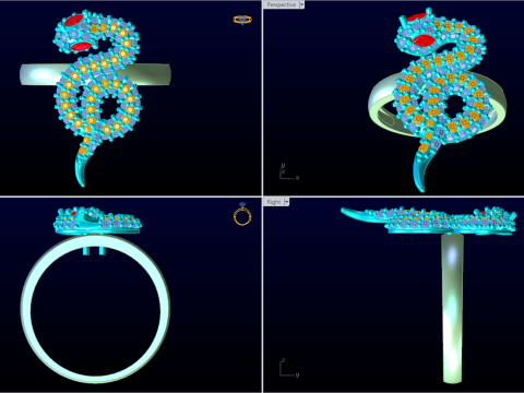 Snake ring - Diamond ring - Womens ring - N773 3D Print Model