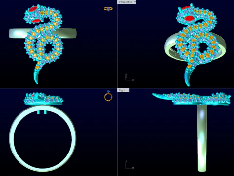 Snake ring - Diamond ring - Womens ring - N773 3D Print Model
