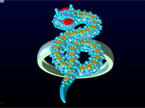 Snake ring - Diamond ring - Womens ring - N773 3D Print Model