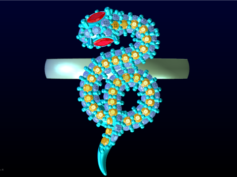 Snake ring - Diamond ring - Womens ring - N773 3D Print Model