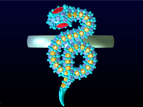 Snake ring - Diamond ring - Womens ring - N773 3D Print Model