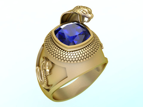 Cobra ring - Snake ring - Square stone ring - N5340 3D Print Model