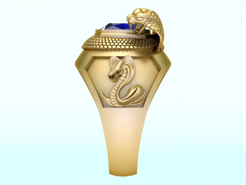 Cobra ring - Snake ring - Square stone ring - N5340 3D Print Model