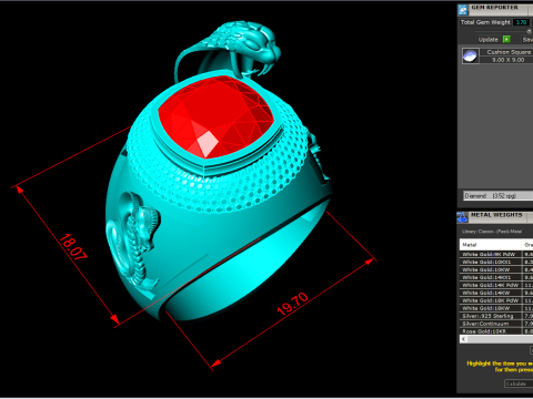 Cobra ring - Snake ring - Square stone ring - N5340 3D Print Model