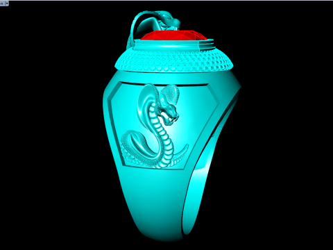 Cobra ring - Snake ring - Square stone ring - N5340 3D Print Model