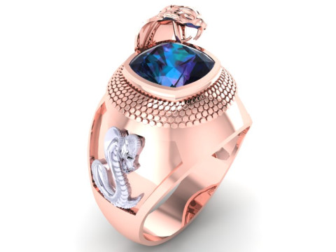 Cobra ring - Snake ring - Square stone ring - N5340 3D Print Model