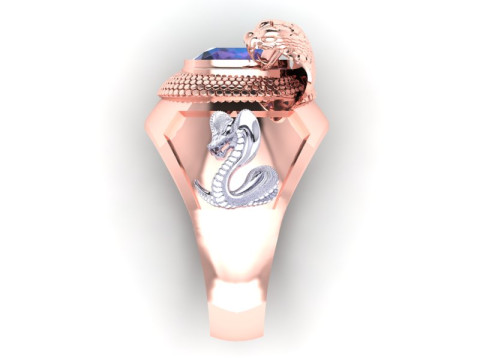 Cobra ring - Snake ring - Square stone ring - N5340 3D Print Model