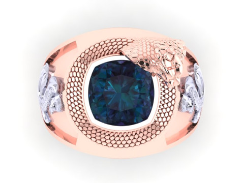 Cobra ring - Snake ring - Square stone ring - N5340 3D Print Model