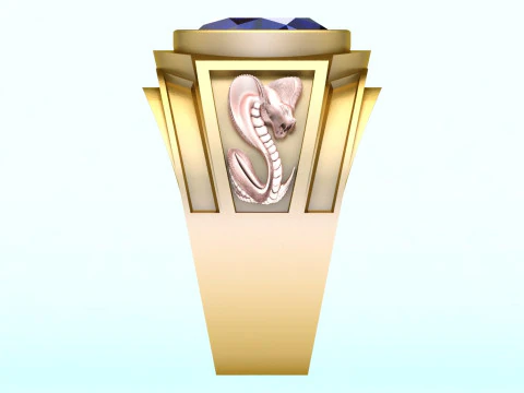 Cobra ring - Snake ring - Oval stone ring - N5393 3D Print Model