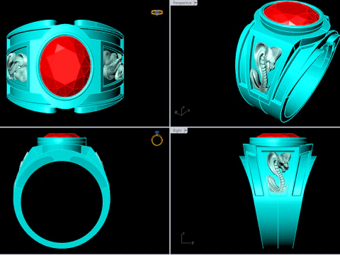 Cobra ring - Snake ring - Oval stone ring - N5393 3D Print Model