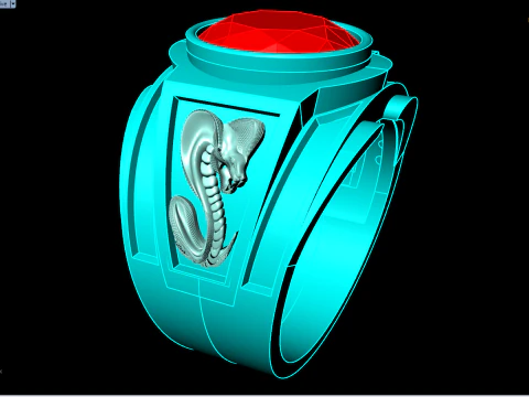 Cobra ring - Snake ring - Oval stone ring - N5393 3D Print Model
