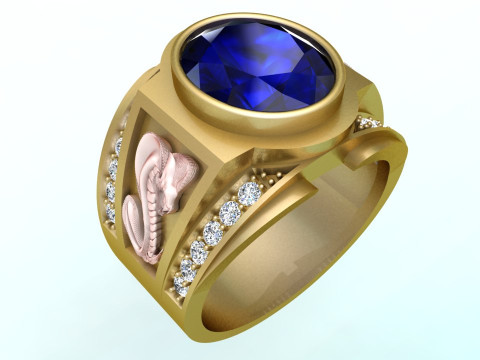 Pierścionek Kobra - Pierścień Węża - Owalny kamienny pierścionek - N5393A Model do druku 3D