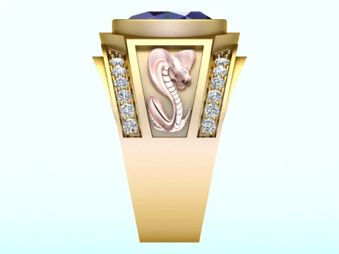 Cobra ring - Snake ring - Oval stone ring - N5393A 3D Print Model