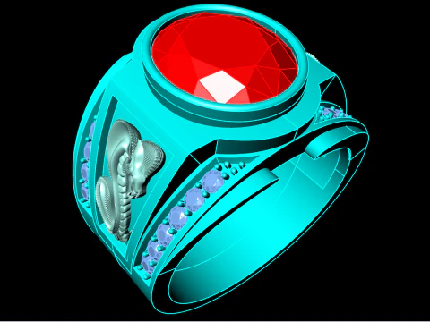 Cobra ring - Snake ring - Oval stone ring - N5393A 3D Print Model