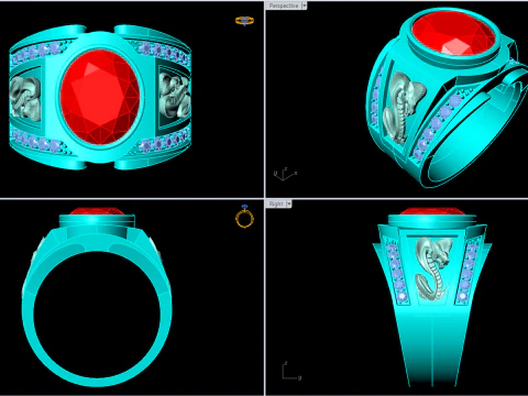 Cobra ring - Snake ring - Oval stone ring - N5393A 3D Print Model