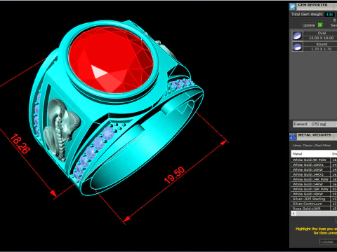Cobra ring - Snake ring - Oval stone ring - N5393A 3D Print Model