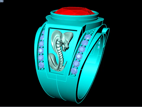 Cobra ring - Snake ring - Oval stone ring - N5393A 3D Print Model