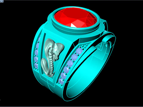 Cobra ring - Snake ring - Oval stone ring - N5393A 3D Print Model