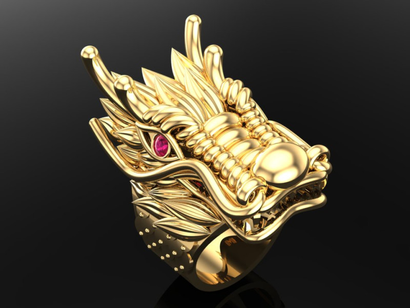 Dragon ring - Men ring - N253 3D Print Model .c4d .max .obj .3ds .fbx .stl .blend