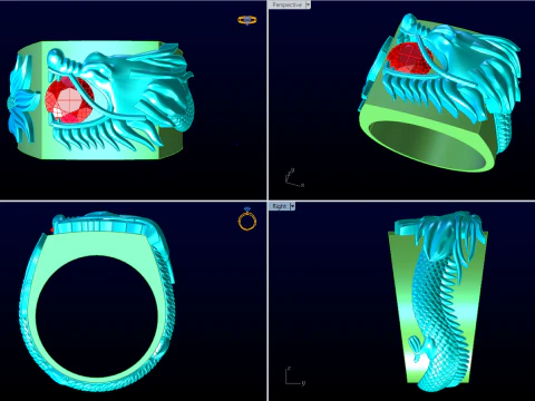 Dragon ring - Men ring - N417 3D Print Model