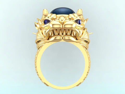 Dragon ring - Oval stone ring - Mens ring - N703 3D Print Model