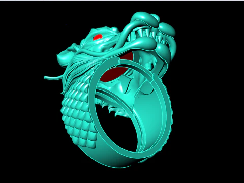 Dragon ring - Oval stone ring - Mens ring - N703 3D Print Model