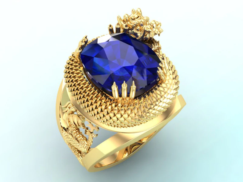 Anel de drag&atilde;o - Drag&atilde;o enrolado abra&ccedil;ando a pedra - Anel masculino - N738 Modelo de Impressão 3D .c4d .max .obj .3ds .fbx .stl .blend 