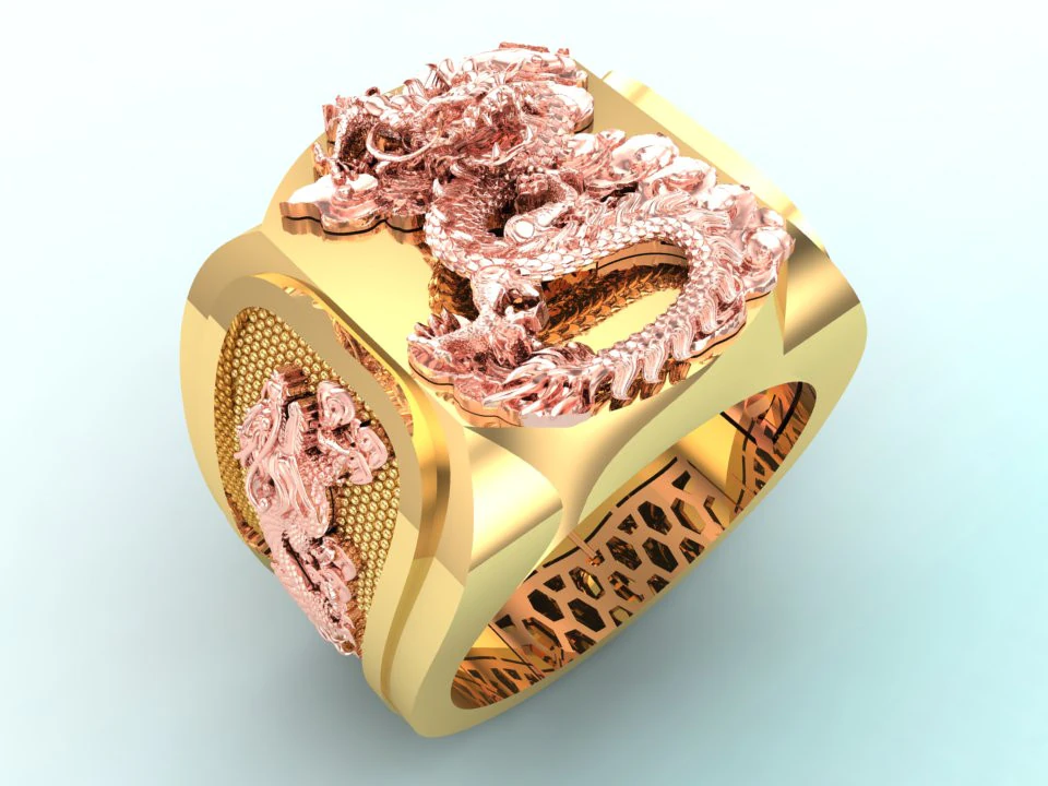 Dragon ring - Men ring - N938 3D Print Model .c4d .max .obj .3ds .fbx .stl .blend 