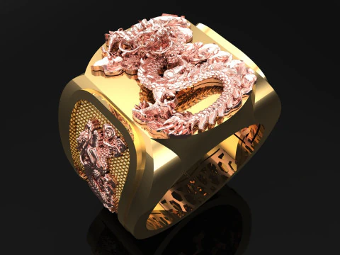 Dragon ring - Men ring - N938 3D Print Model