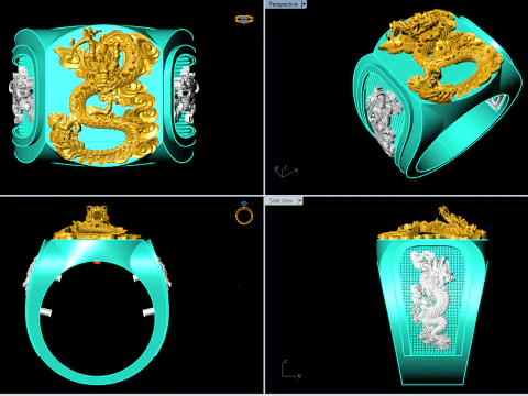 Dragon ring - Men ring - N938 3D Print Model