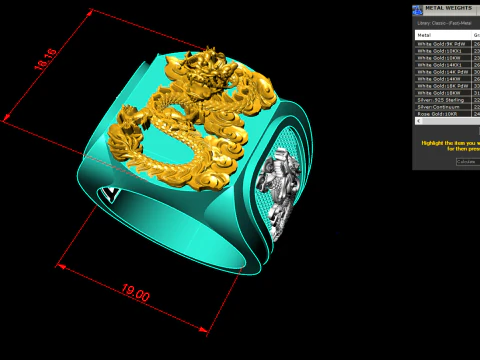 Dragon ring - Men ring - N938 3D Print Model