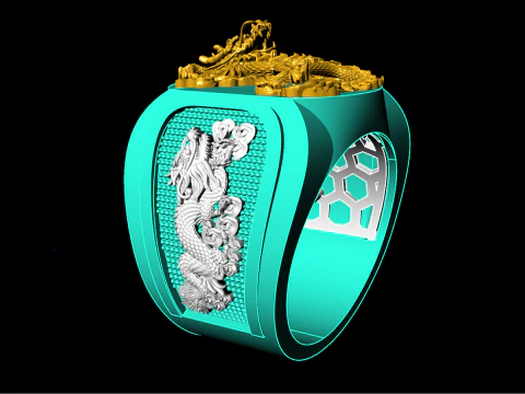 Dragon ring - Men ring - N938 3D Print Model