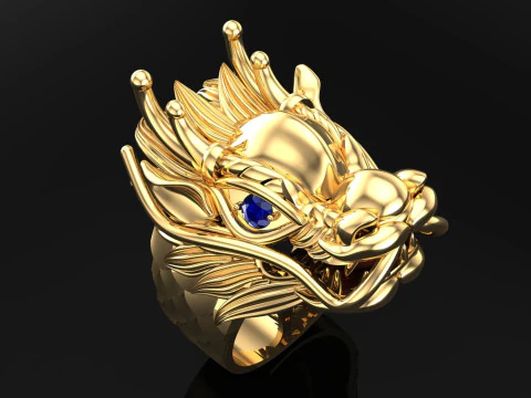 Anel drag&atilde;o - Anel masculino - N1105 Modelo de Impressão 3D