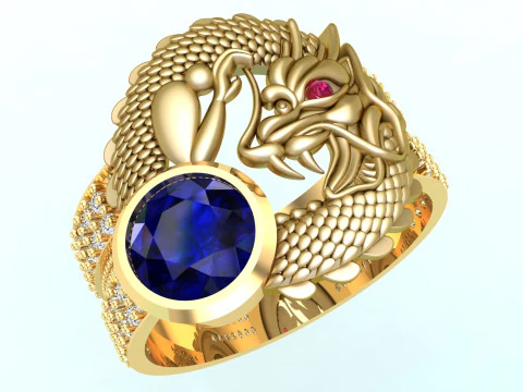 Anel drag&atilde;o - Anel masculino - N3131 Modelo de Impressão 3D