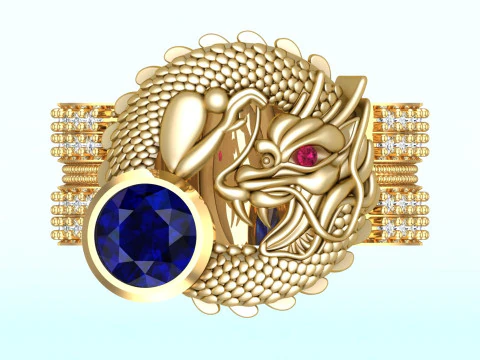Dragon ring - Men ring - N3131 3D Print Model