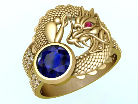 Dragon ring - Men ring - N3131 3D Print Model