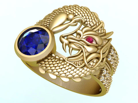 Dragon ring - Men ring - N3131 3D Print Model