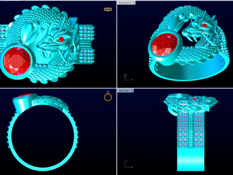 Dragon ring - Men ring - N3131 3D Print Model