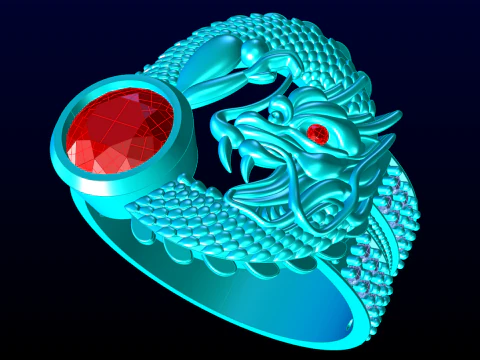 Dragon ring - Men ring - N3131 3D Print Model