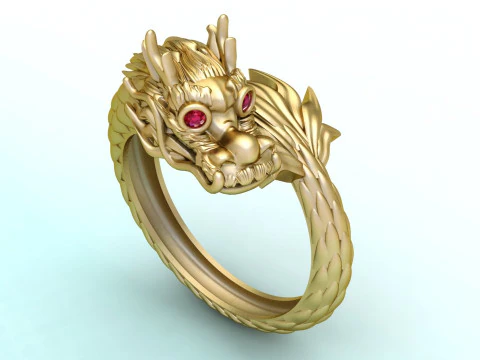 Anel de drag&atilde;o - Anel de drag&atilde;o enrolado - Anel masculino - N5181 Modelo de Impressão 3D