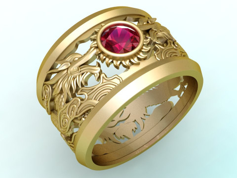Dragon ring - Twin dragon ring - Mens ring - N5336 3D Print Model