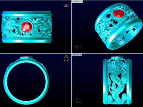 Dragon ring - Twin dragon ring - Mens ring - N5336 3D Print Model