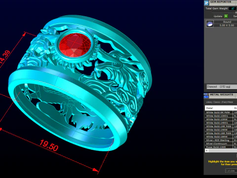 Dragon ring - Twin dragon ring - Mens ring - N5336 3D Print Model