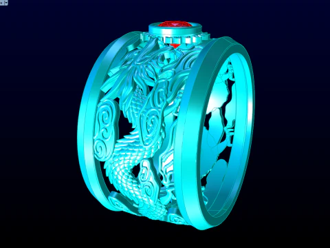 Dragon ring - Twin dragon ring - Mens ring - N5336 3D Print Model