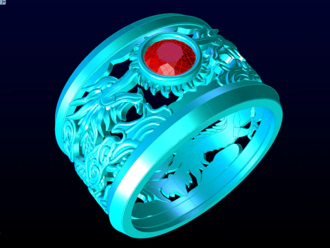 Dragon ring - Twin dragon ring - Mens ring - N5336 3D Print Model