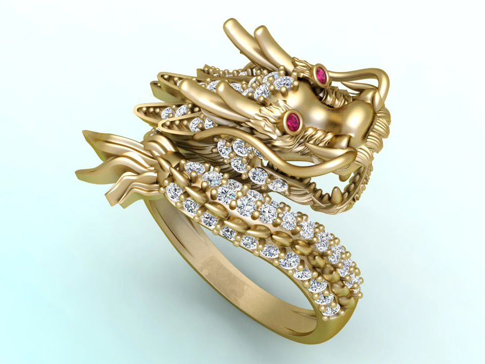 Dragon ring - N6541 3D Print Model .c4d .max .obj .3ds .fbx .stl .blend 