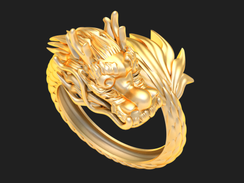 Dragon ring - Coiled dragon ring - Mens ring - N51812 3D Print Model