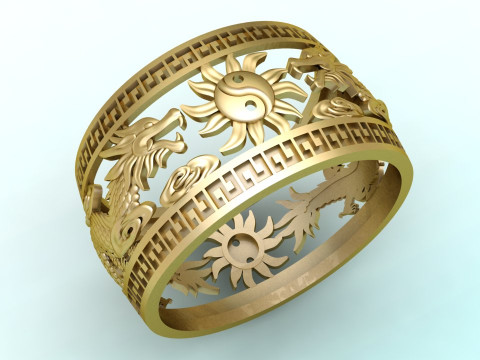 Ejderha y&uuml;z&uuml;ğ&uuml; - İkiz ejderha y&uuml;z&uuml;ğ&uuml; - Erkek y&uuml;z&uuml;ğ&uuml; - N6712 3D Baskı Modeli