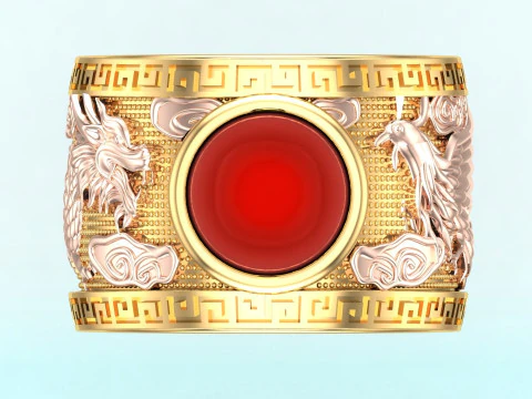 Anel de drag&atilde;o f&ecirc;nix - Anel de drag&atilde;o - Anel de f&ecirc;nix - Anel masculino - N446 Modelo de Impressão 3D